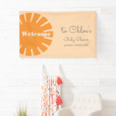 Hier komt het Sun Retro Baby shower Spandoek (Insitu)