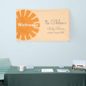 Hier komt het Sun Retro Baby shower Spandoek (Beurs)