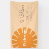 Hier komt het Sun Retro Baby shower Spandoek (Verticaal)