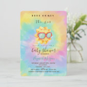Hier komt het Sun Tie Dye Baby shower Kaart (Staand voorkant)