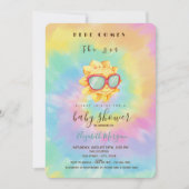 Hier komt het Sun Tie Dye Baby shower Kaart (Voorkant)