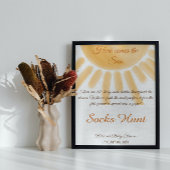 Hier komt het Sunshine Baby shower Sock Hunt Fun G Poster