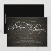 Hier komt het Vrijgezellenfeest van de bruid Elega Kaart (Voorkant / Achterkant)