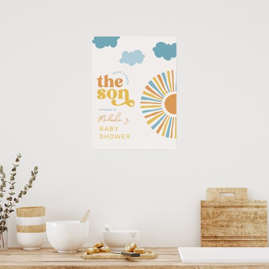 Hier komt het Welkomstbord van de Zoon Poster (Keuken)