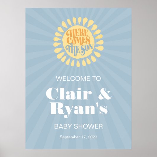 Hier komt het Welkomstteken van het Baby shower va Poster (Voorkant)