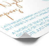 Hier komt het zon Baby shower Late Night luiers Poster (Hoek)