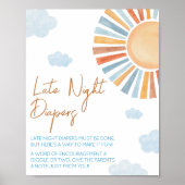 Hier komt het zon Baby shower Late Night luiers Poster (Voorkant)