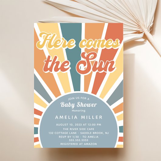 Hier komt het zon Baby shower regenboog Kaart