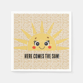 Hier komt het zon Baby shower Servet