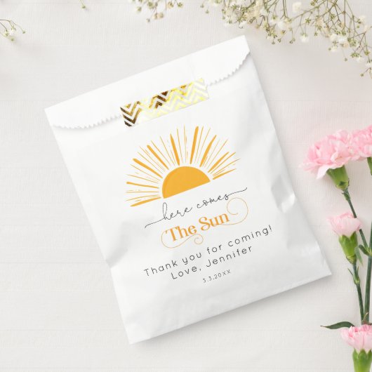 Hier komt het zonneschijnfeest. bedankzakje (Gezegeld)