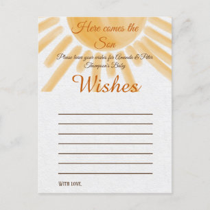 Hier komt het zonneschijnse Baby shower Baby Wishe Briefkaart