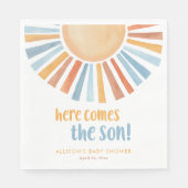 Hier komt het zonnetje baby shower servet (Voorkant)