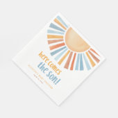 Hier komt het zonnetje baby shower servet (Hoek)