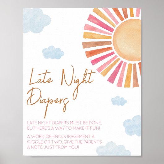 Hier komt het zonnetje Late Night Luiers Poster (Voorkant)