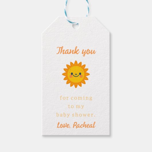 Hier komt het zoon Baby shower Cadeaulabel (Voorkant)