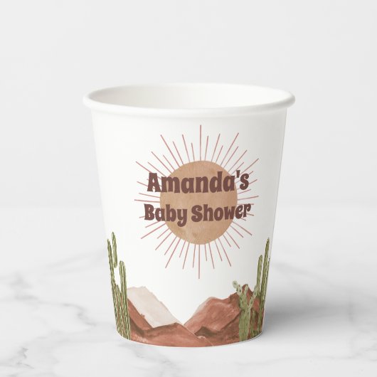 Hier komt het zoon Baby shower Papieren Bekers (Achterkant)