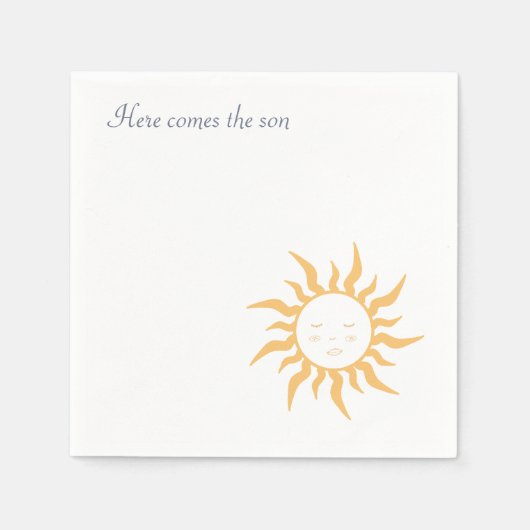 Hier komt het zoon Baby shower Servet (Voorkant)