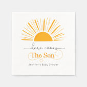 Hier komt het zoon baby shower servet (Voorkant)