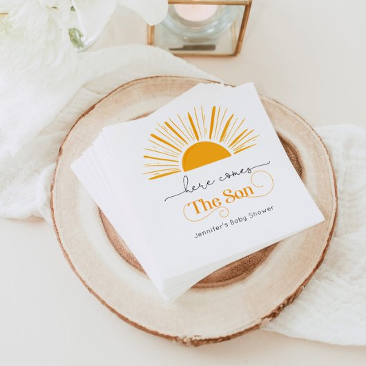 Hier komt het zoon baby shower servet