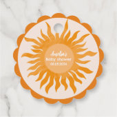 Hier komt het zoontje boho geel Baby shower Bedankjes Labels (Achterkant)