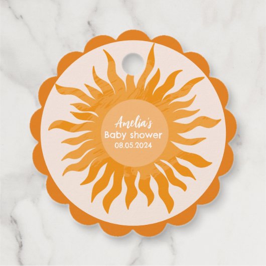 Hier komt het zoontje boho geel Baby shower Bedankjes Labels (Achterkant)