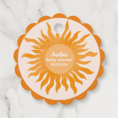 Hier komt het zoontje boho geel Baby shower Bedankjes Labels (Voorkant)