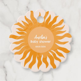 Hier komt het zoontje boho geel Baby shower Bedankjes Labels