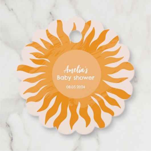 Hier komt het zoontje boho geel Baby shower Bedankjes Labels (Achterkant)