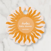 Hier komt het zoontje boho geel Baby shower Bedankjes Labels (Voorkant)