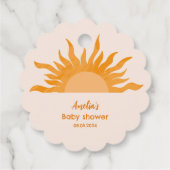 Hier komt het zoontje boho geel Baby shower Bedankjes Labels (Achterkant)