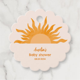 Hier komt het zoontje boho geel Baby shower Bedankjes Labels