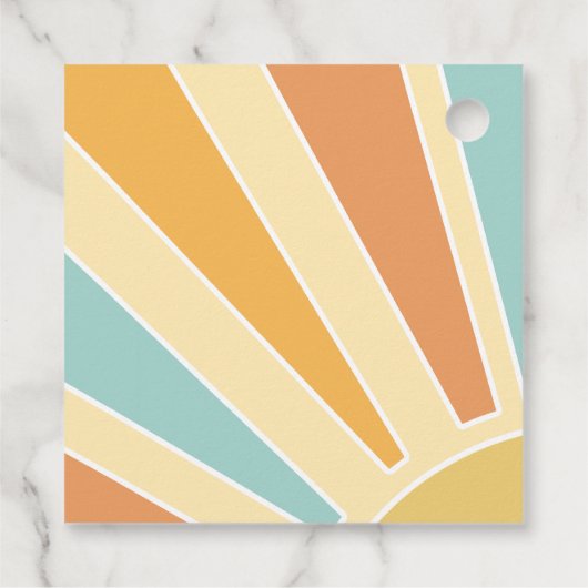 Hier komt het zoontje boho retro baby shower bedankjes labels (Achterkant)