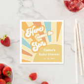 Hier komt het zoontje boho retro baby shower servet (Insitu)