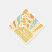 Hier komt het zoontje boho retro baby shower servet (Hoek)