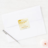 Hier komt het zoontje boho retro baby shower vierkante sticker (Envelop)