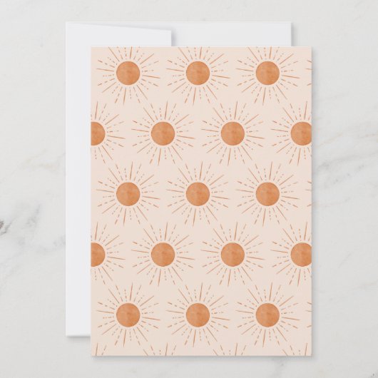 Hier komt het zoontje Burnt Oranje Sun Baby shower Kaart