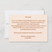 Hier komt het zoontje groovy retro baby shower bedankkaart (Achterkant)