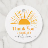 Hier komt het zoontzon baby shower bedankjes labels (Voorkant)