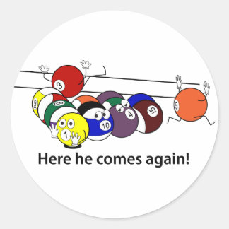 Hier komt hij stickers