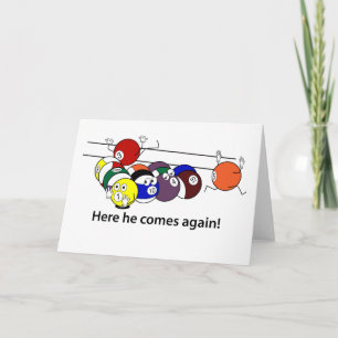 Hier komt hij wenskaart kaart