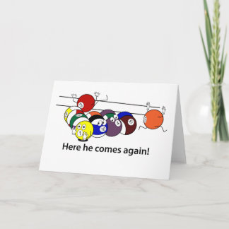 Hier komt hij wenskaart kaart