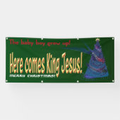 Hier komt Koning Jezus! Kerstbanner Spandoek (Horizontaal)