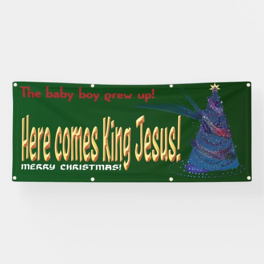 Hier komt Koning Jezus! Kerstbanner Spandoek (Horizontaal)