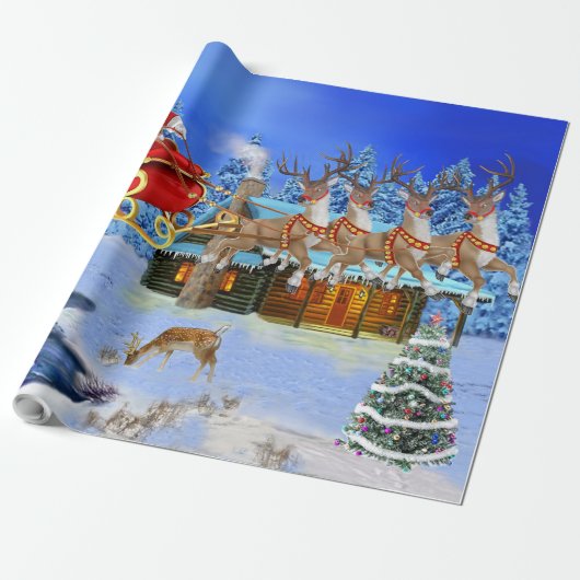 HIER KOMT SANTA CLAUS CADEAUPAPIER (Uitgerold)