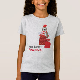 Hier komt Santa luiaard in schoorsteen met cadeaus T-shirt