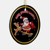 HIER KOMT SANTA OP SKATEBOARD CHRISTMAS CERAMIC O KERAMISCH ORNAMENT (Rechts)