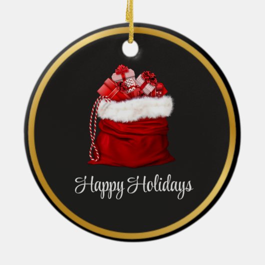 HIER KOMT SANTA OP SKATEBOARD CHRISTMAS CERAMIC O KERAMISCH ORNAMENT (Achterkant)