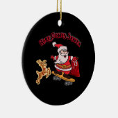 HIER KOMT SANTA OP SKATEBOARD CHRISTMAS KERAMISCH ORNAMENT (Rechts)