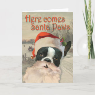 Hier komt Santa Paws Feestdagen Kaart