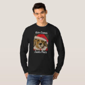 Hier komt Santa Paws Grappig Santa Dog T-shirt (Voorkant volledig)